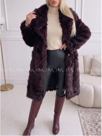 Dlhý kožuch burgundy A 113 Dlhý kožuch burgundy A 113