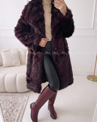 Dlhý kožuch burgundy A 113