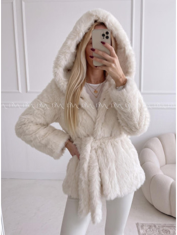 Kožuch s opaskom biely AB 111