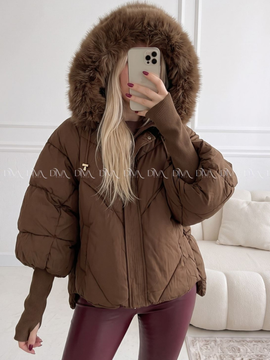 Zimná oversize bunda s puf rukávmi čokoládová AB 813 Zimná oversize bunda s puf rukávmi čokoládová AB 813