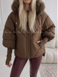 Zimná oversize bunda s puf rukávmi čokoládová AB 813 Zimná oversize bunda s puf rukávmi čokoládová AB 813
