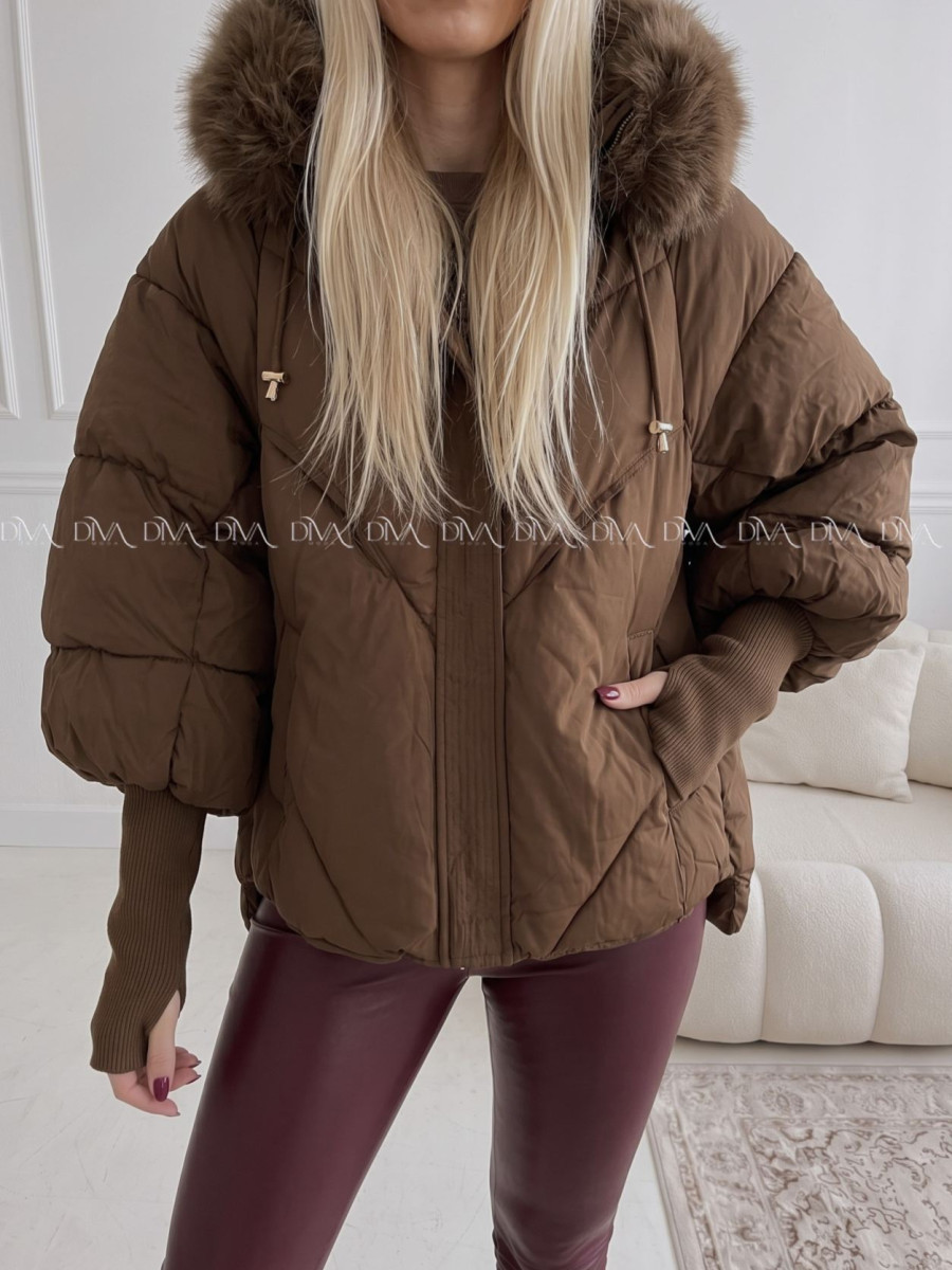Zimná oversize bunda s puf rukávmi čokoládová AB 813 Zimná oversize bunda s puf rukávmi čokoládová AB 813