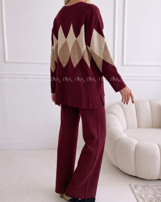 Úpletový komplet triangle burgundy AB 297