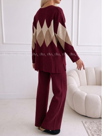 Úpletový komplet triangle burgundy AB 297