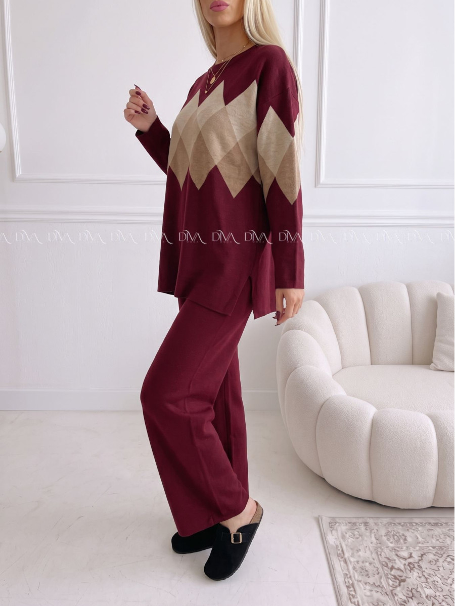 Úpletový komplet triangle burgundy AB 297 Úpletový komplet triangle burgundy AB 297