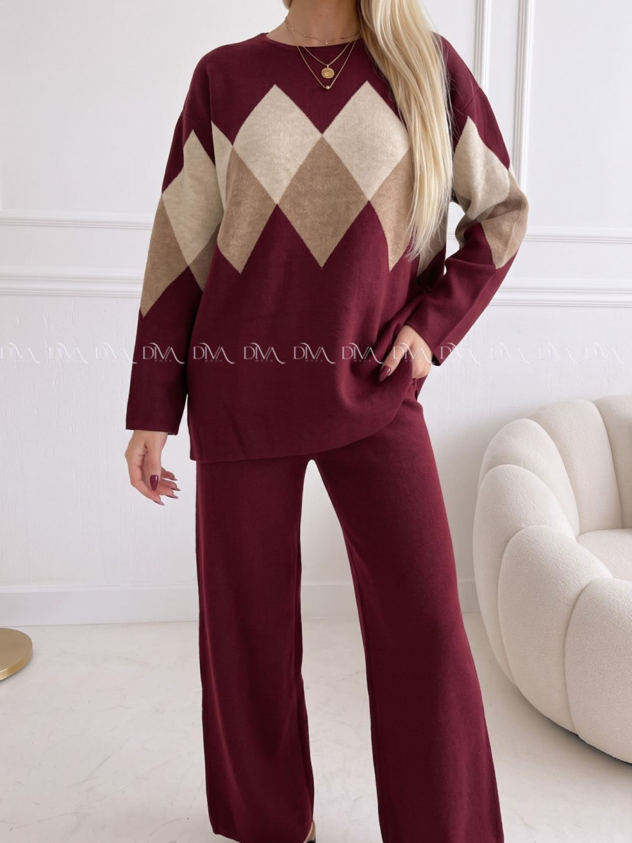 Úpletový komplet triangle burgundy AB 297 Úpletový komplet triangle burgundy AB 297