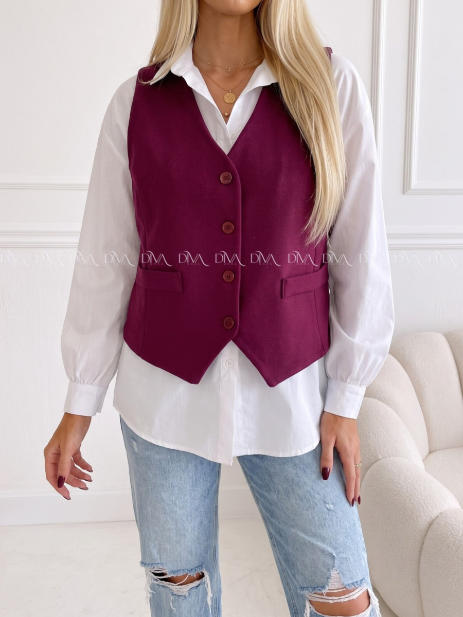 Vesta na gombíky burgundy PP 999 Vesta na gombíky burgundy PP 999