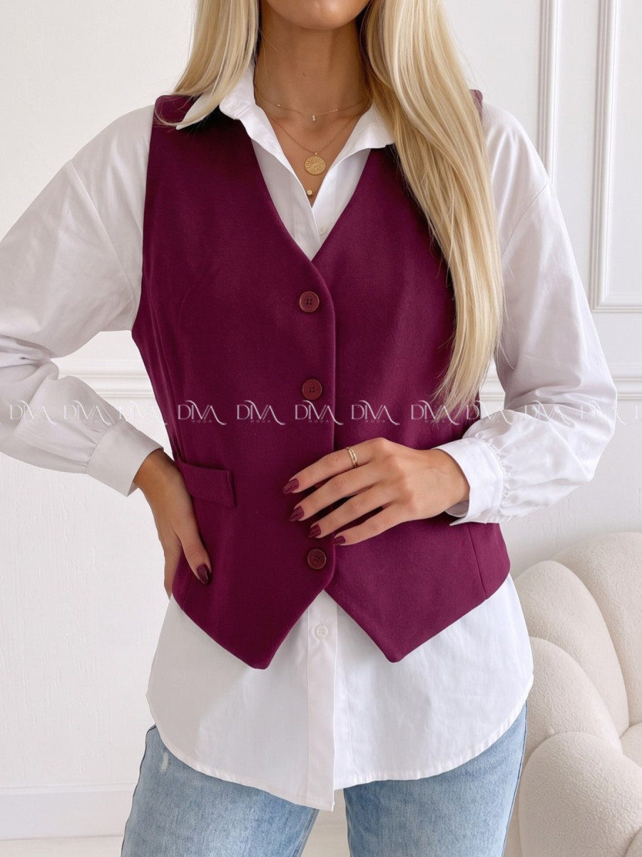 Vesta na gombíky burgundy PP 999 Vesta na gombíky burgundy PP 999