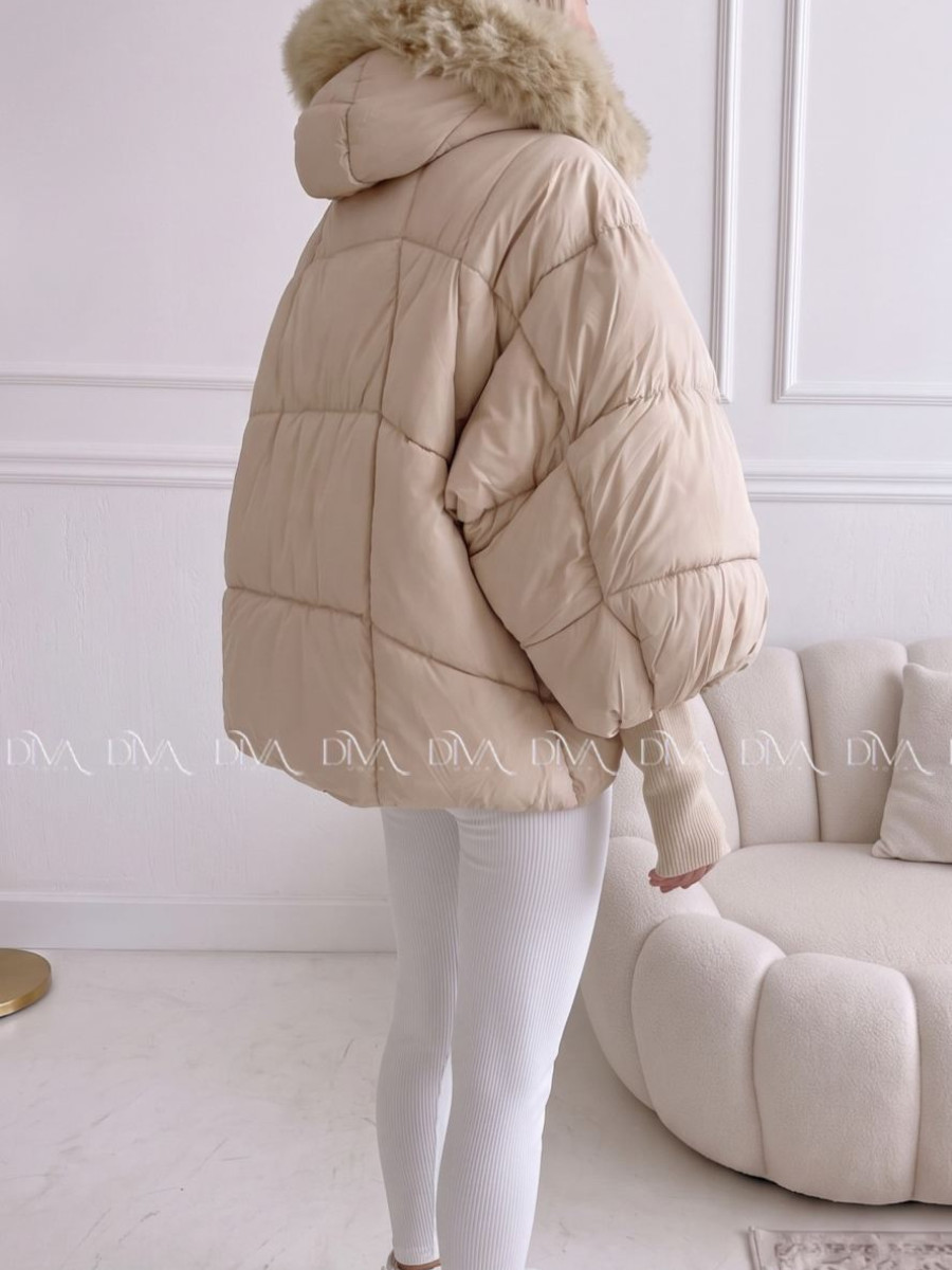 Zimná oversize bunda s puf rukávmi béžová AB 813 Zimná oversize bunda s puf rukávmi béžová AB 813