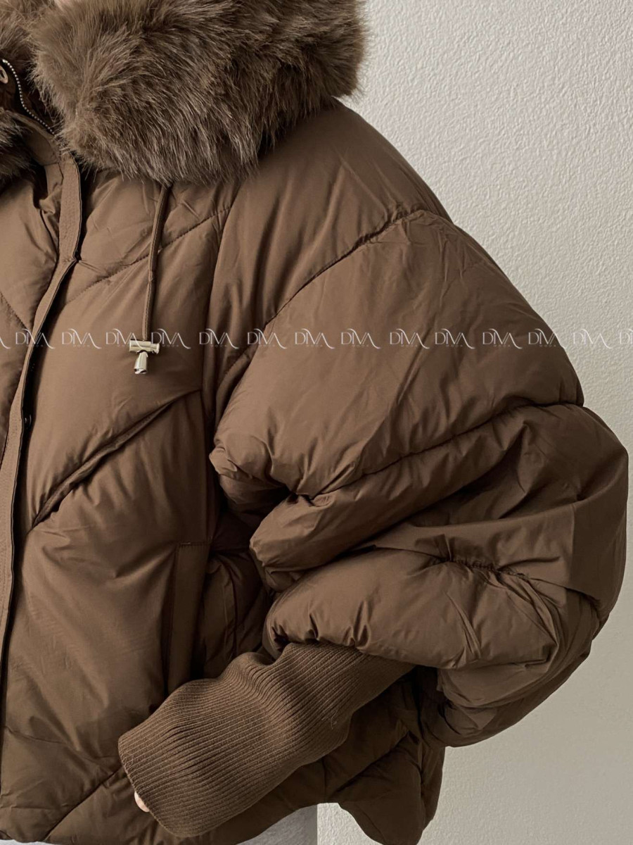 Zimná oversize bunda s puf rukávmi čokoládová AB 813 Zimná oversize bunda s puf rukávmi čokoládová AB 813