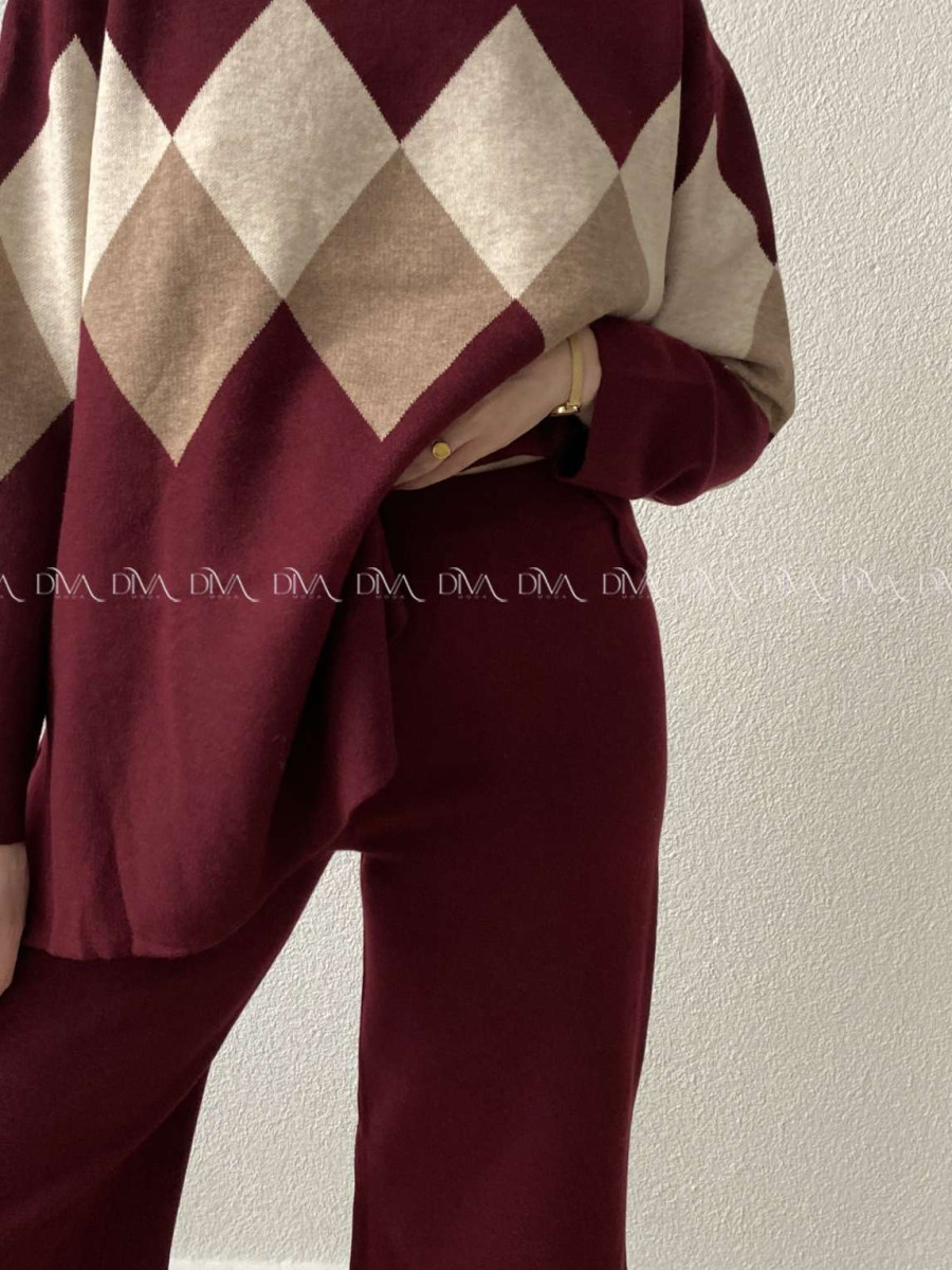 Úpletový komplet triangle burgundy AB 297 Úpletový komplet triangle burgundy AB 297