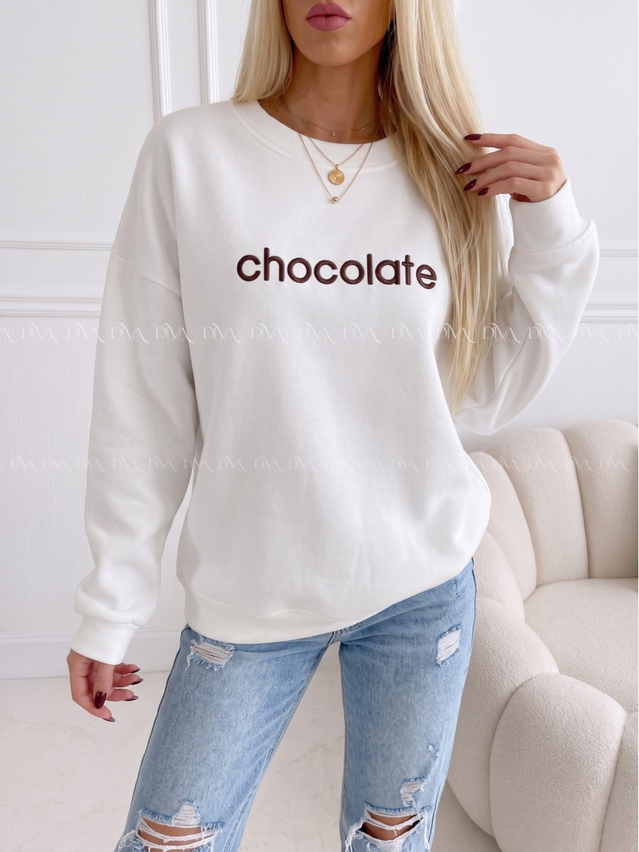 Oversize mikina chocolate biela AA 195 Oversize mikina chocolate biela AA 195